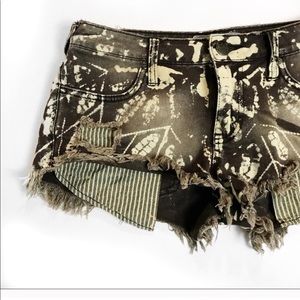 Free People Shibori denim cut off shorts